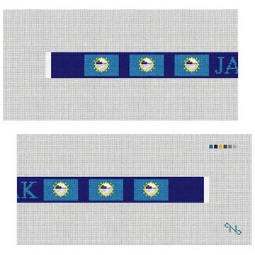 South Dakota Flag Needlepoint Dog Collar Kit Stitched Preview