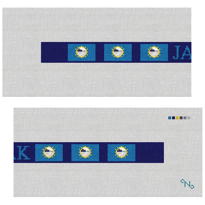 South Dakota Flag Needlepoint Dog Collar Kit Stitched Preview