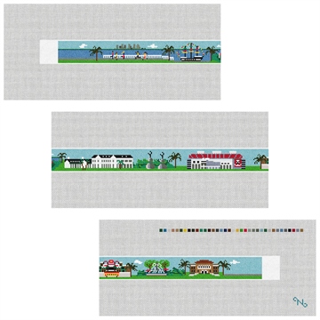 South Tampa Landscape Needlepoint Belt Kit Stitched Preview