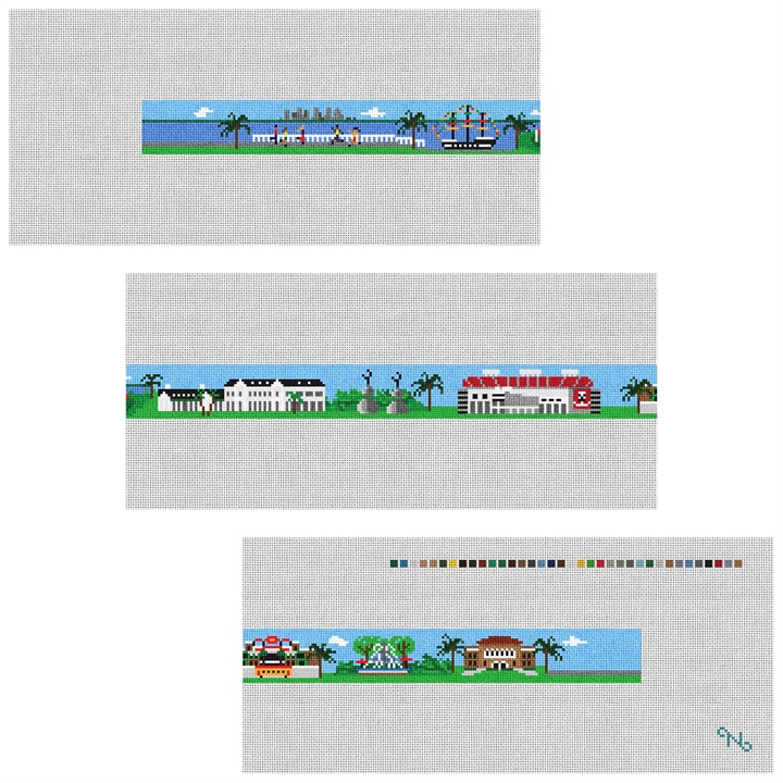 South Tampa Landscape Needlepoint Belt Kit Stitched Preview