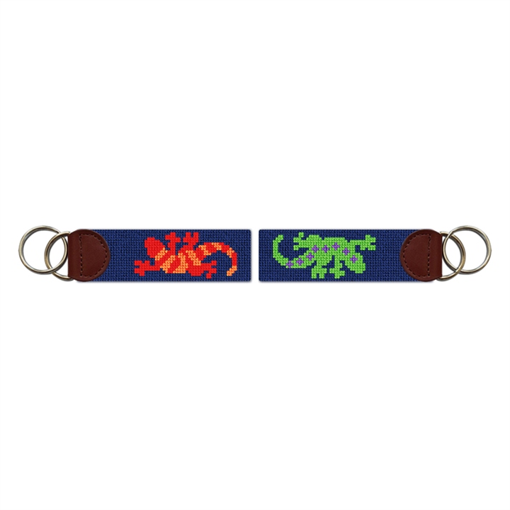 Southwestern Gecko Needlepoint Key Fob