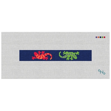 Southwestern Gecko Needlepoint Key Fob Kit Stitched Preview