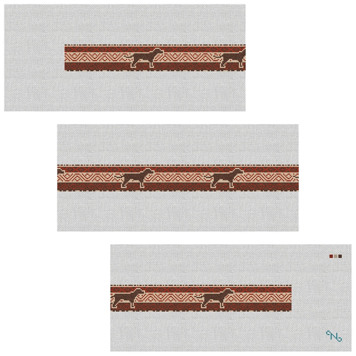 Southwestern Lab Needlepoint Belt Kit Stitched Preview