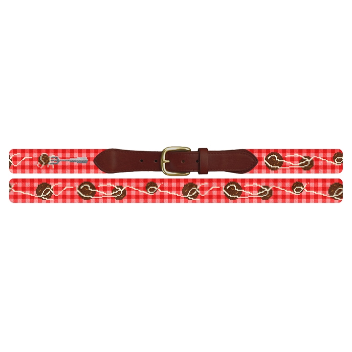 Spaghetti and Meatballs Needlepoint Belt