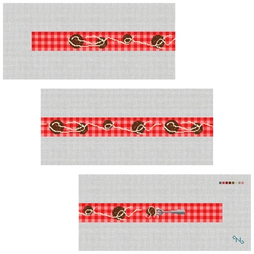 Spaghetti and Meatballs Needlepoint Belt Kit Stitched Preview