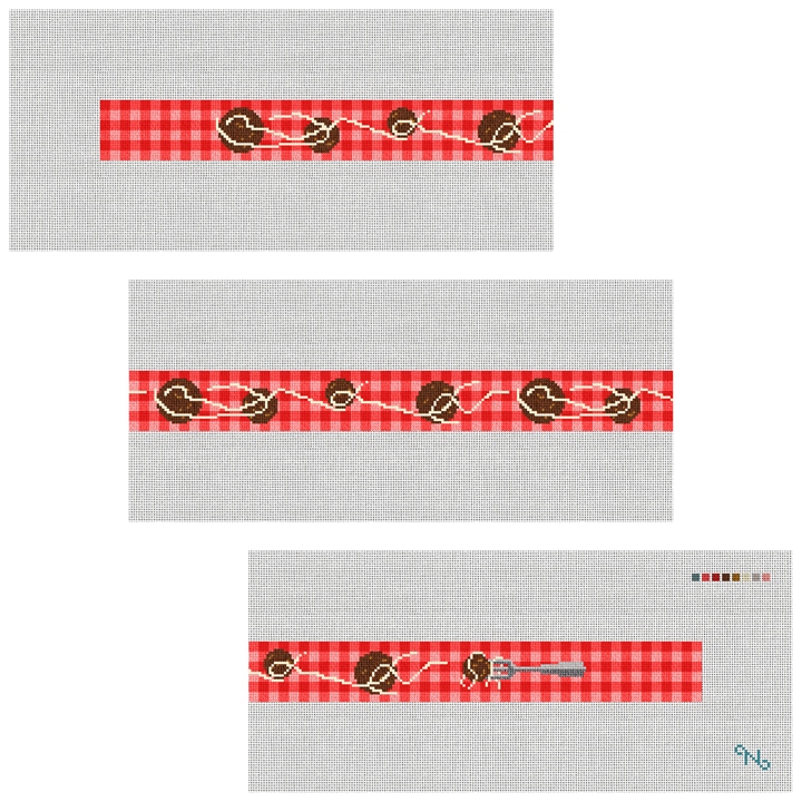 Spaghetti and Meatballs Needlepoint Belt Kit Stitched Preview