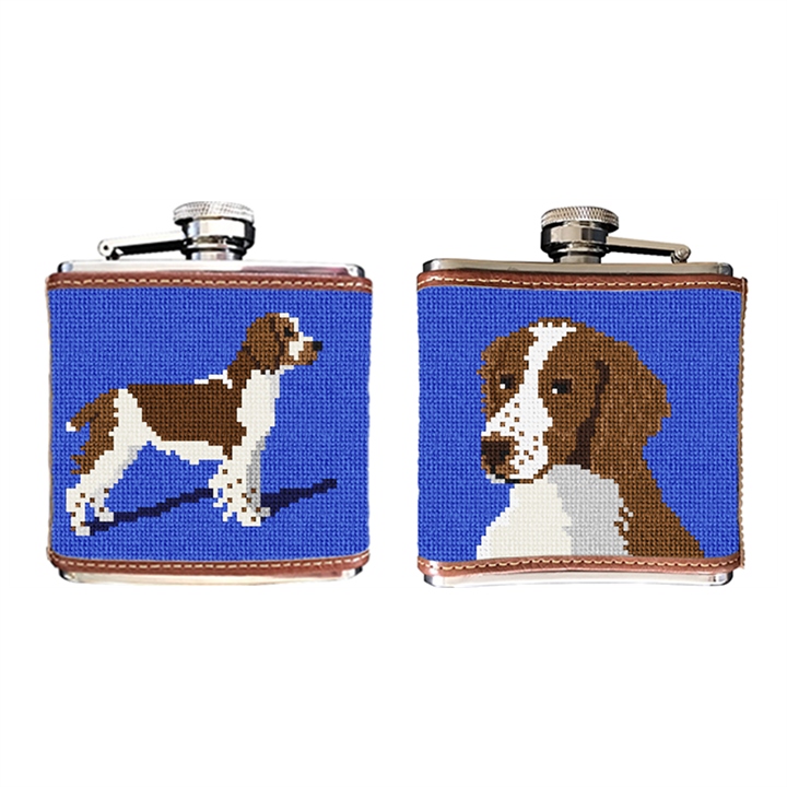 Spaniel Needlepoint Flask 