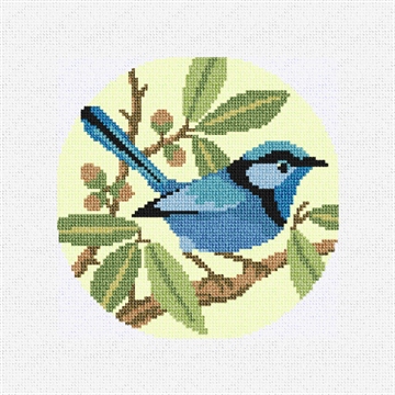 Splendid Fairy Wren Needlepoint Ornament Kit Stitched Preview