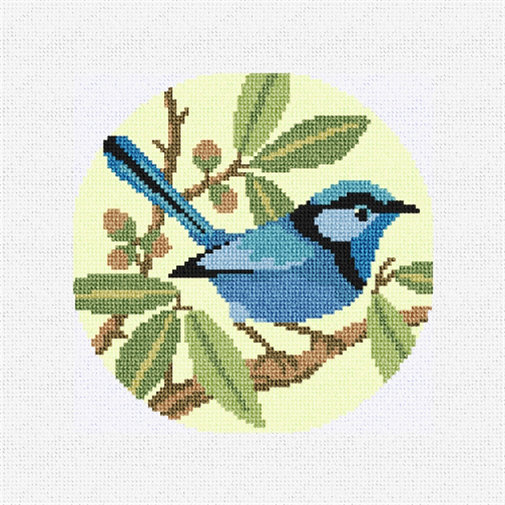 Splendid Fairy Wren Needlepoint Ornament Kit Stitched Preview