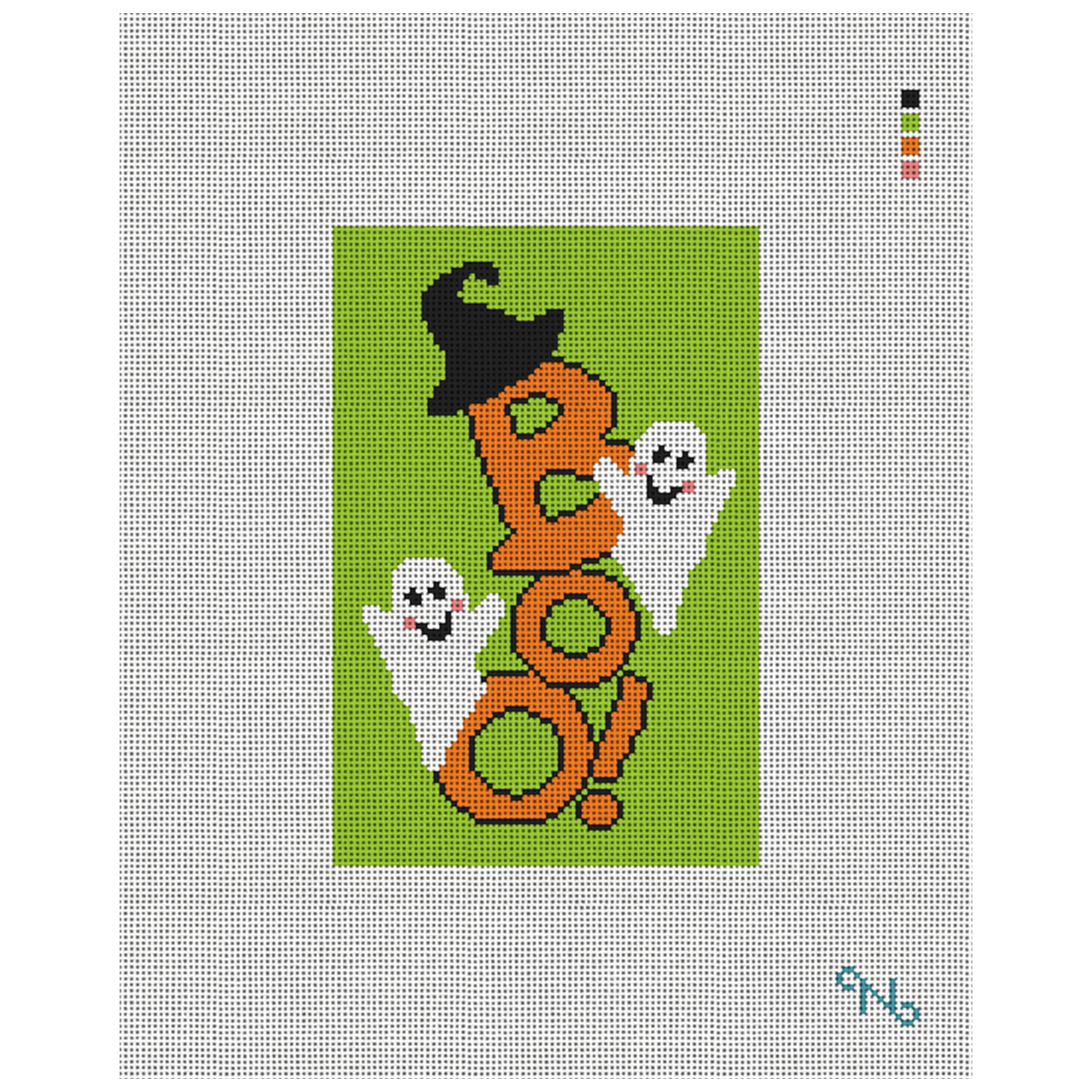 Spooky Boo Green Needlepoint Door Hanger Kit