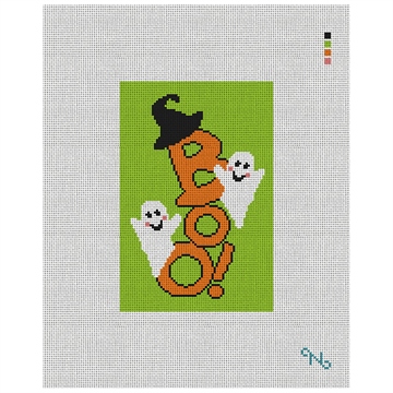 Spooky Boo Green Needlepoint Door Hanger Kit