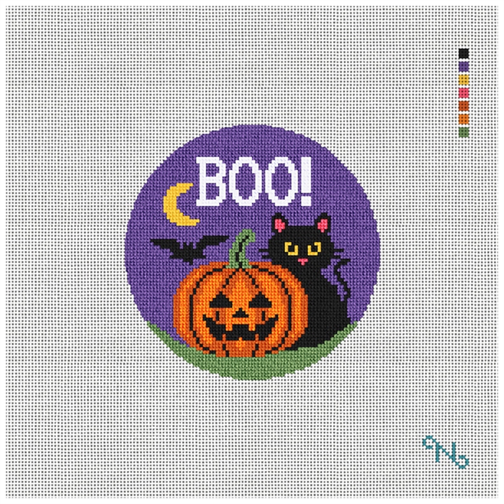 Spooky Boo Needlepoint Ornament Kit Stitched Preview