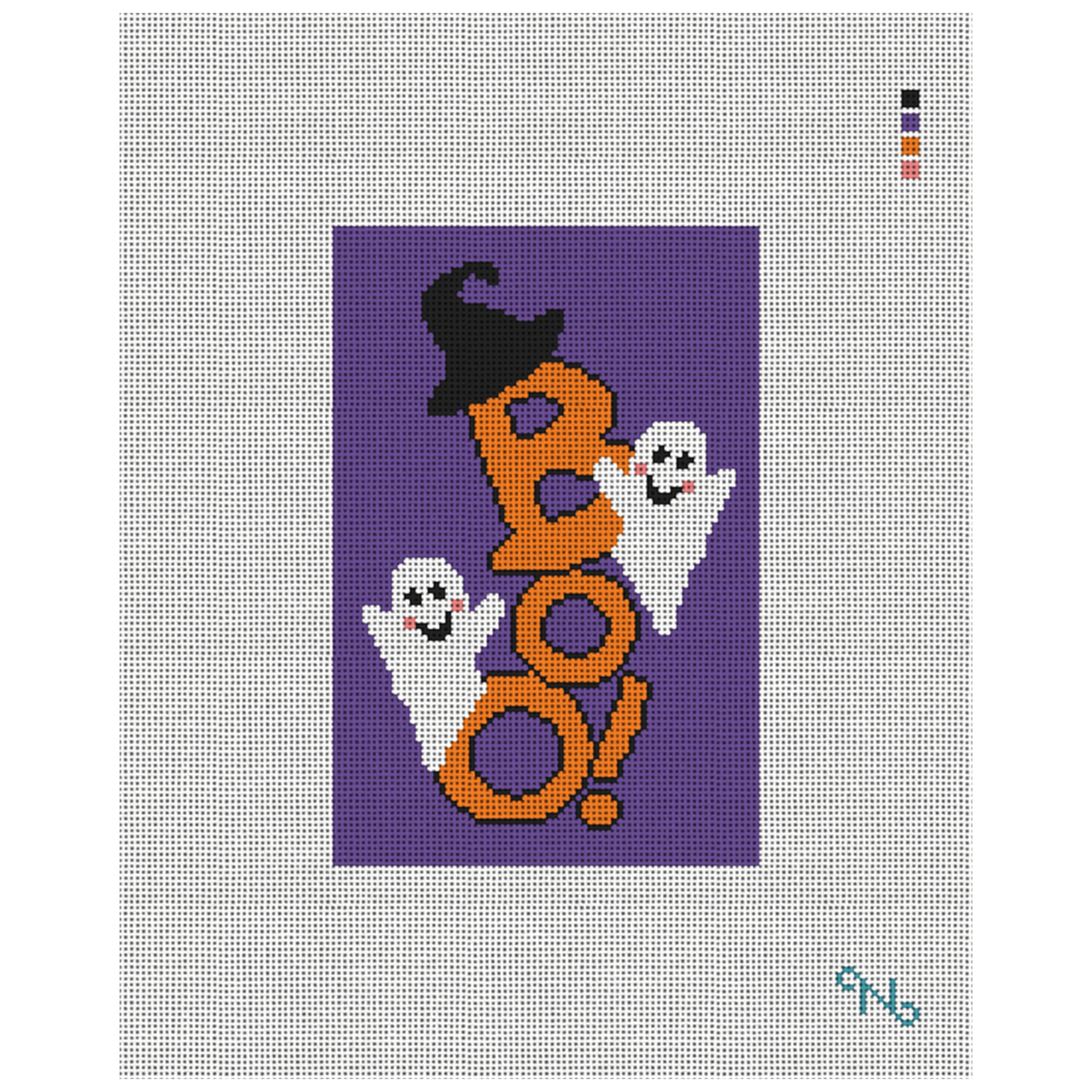 Spooky Boo Purple Needlepoint Door Hanger Kit