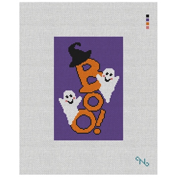 Spooky Boo Purple Needlepoint Door Hanger Kit