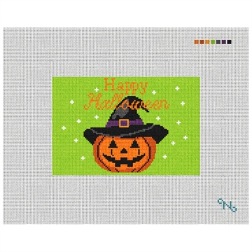 Spooky Night Green Needlepoint Door Hanger Kit Stitched Preview
