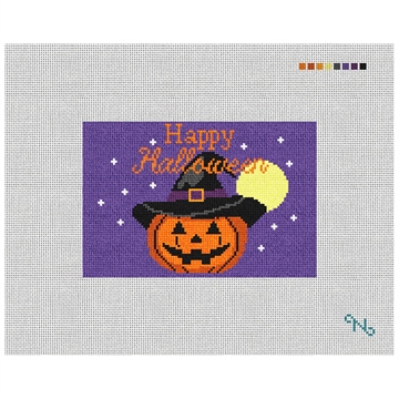 Spooky Night Purple Needlepoint Door Hanger Kit Stitched Preview