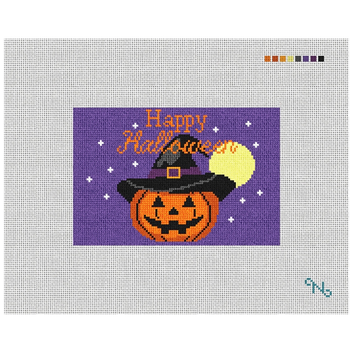 Spooky Night Purple Needlepoint Door Hanger Kit Stitched Preview