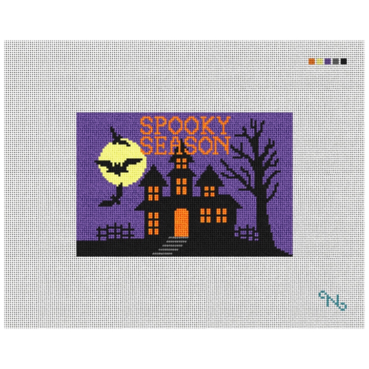 Spooky Season Needlepoint Door Hanger Kit Stitched Preview