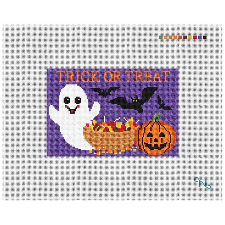 Spooky Treat Needlepoint Door Hanger Kit Stitched Preview