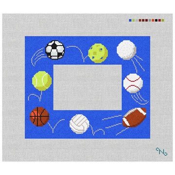 Sport Score Picture Frame Needlepoint Kit Stitched Preview