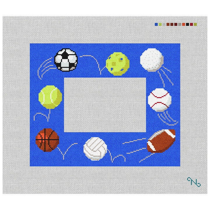 Sport Score Picture Frame Needlepoint Kit Stitched Preview
