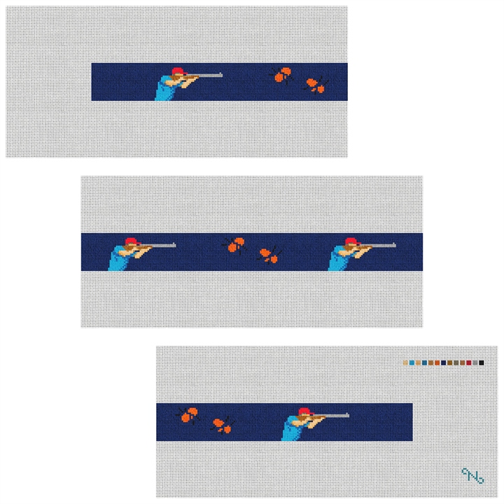 Sporting Clays Needlepoint Belt Kit Stitched Preview