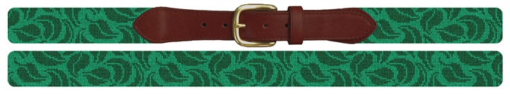 Spring Green Vine Needlepoint Belt 