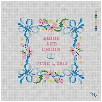 Spring Ribbon Needlepoint Wedding Pillow Kit