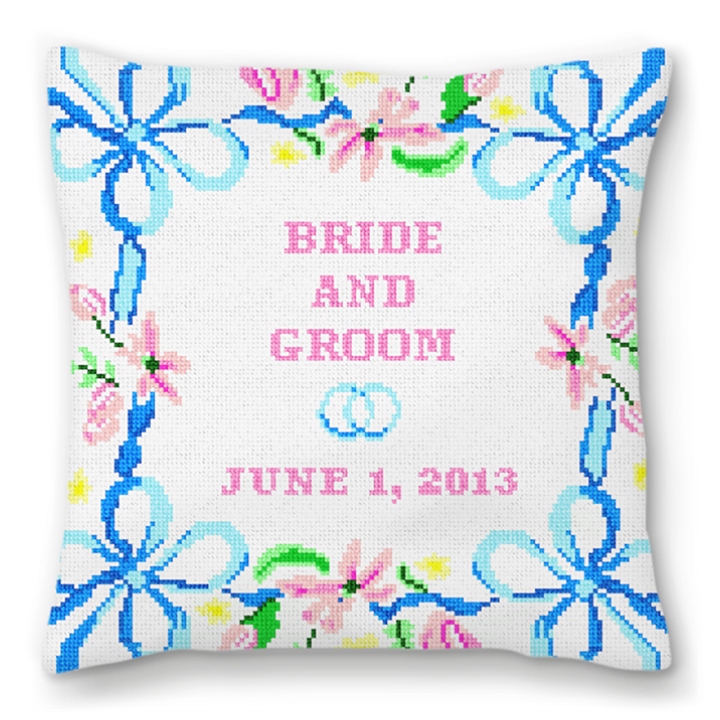 Spring Ribbon Personalized Ring Pillow