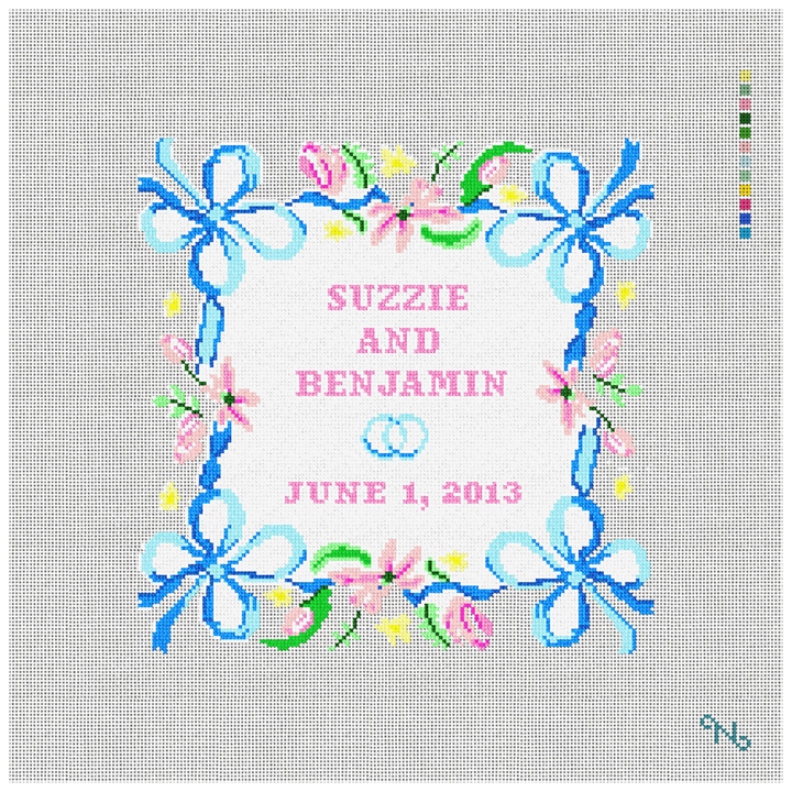 Spring Ribbon Ring Bearer Pillow Kit Stitched Preview