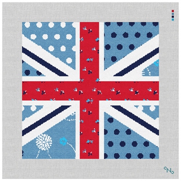 Square British Pop Union Jack Needlepoint Kit Stitched Preview