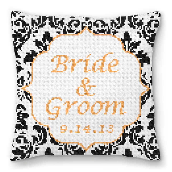 Square Damask Customized Ring Bearer Pillow