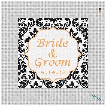Square Damask Wedding Ring Bearer Pillow Kit Stitched Preview