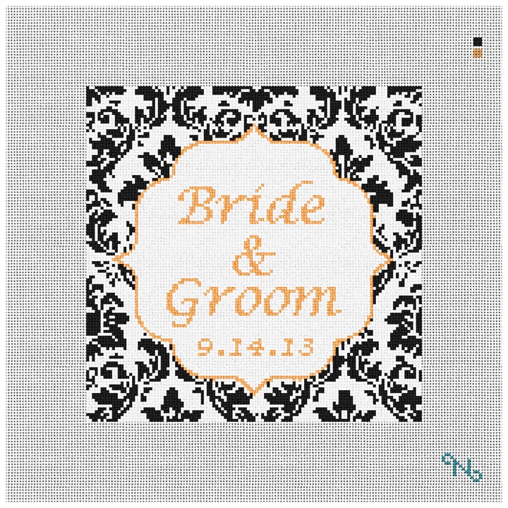 Square Damask Wedding Ring Bearer Pillow Kit Stitched Preview