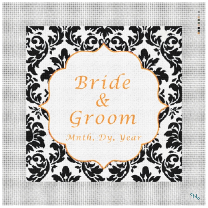 Square Damask Wedding Ring Bearer Pillow Kit Stitched Preview