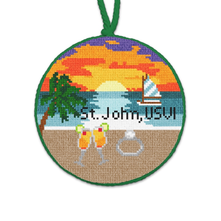 St. John USVI Needlepoint Ornament