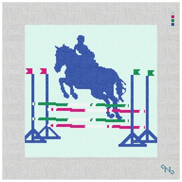 Stadium Jumping Needlepoint Pillow Kit Stitched Preview