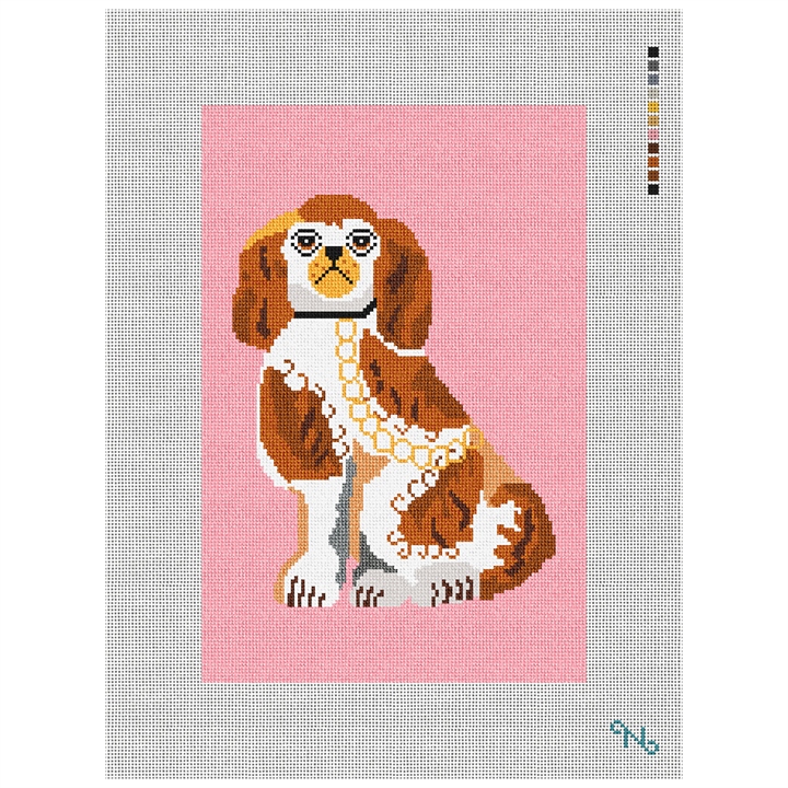 Staffordshire Terrier Needlepoint Kit Stitched Preview