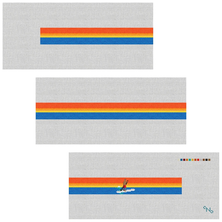 Stand Up Paddling Needlepoint Belt Kit Stitched Preview