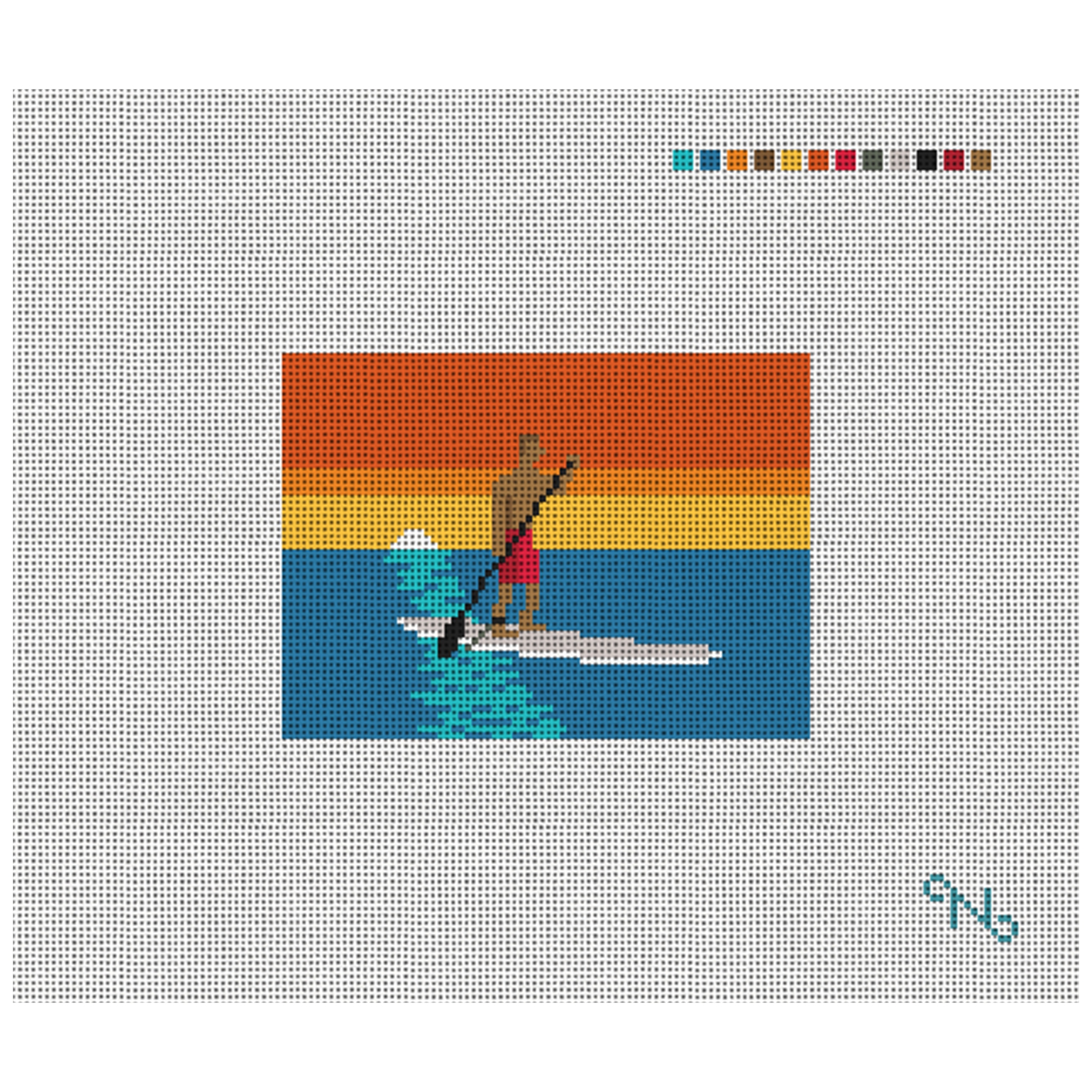 Stand Up Paddling Needlepoint Card Wallet Kit