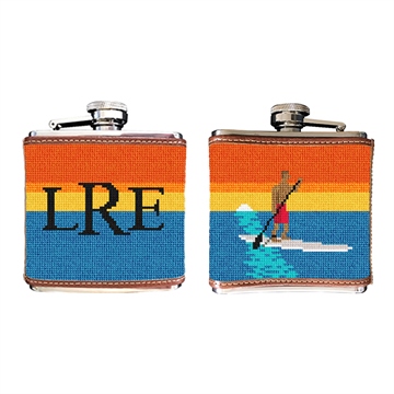 Stand Up Paddling Needlepoint Flask