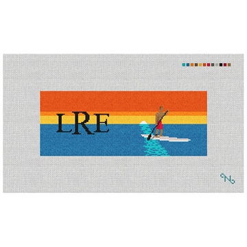 Stand Up Paddling Needlepoint Wallet Kit Stitched Preview