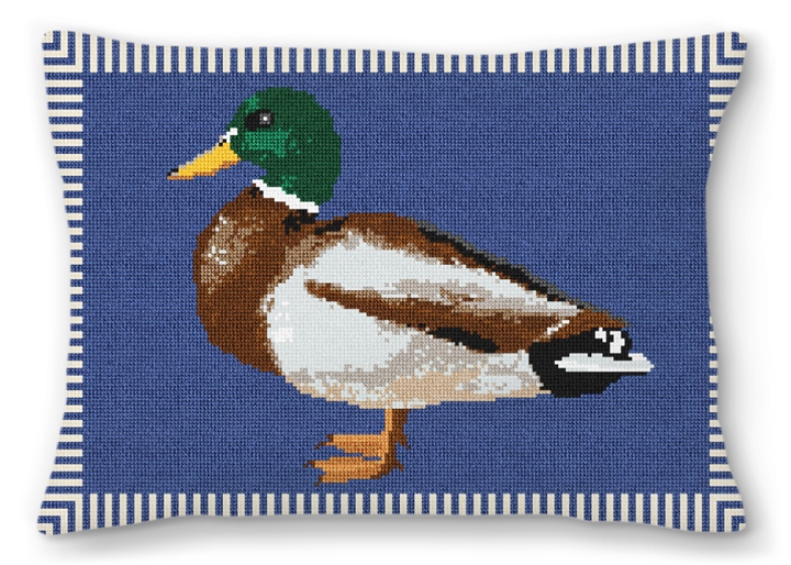 Standing Mallard Needlepoint Pillow