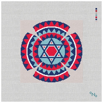 Star of David Kippah Needlepoint Kit Stitched Preview