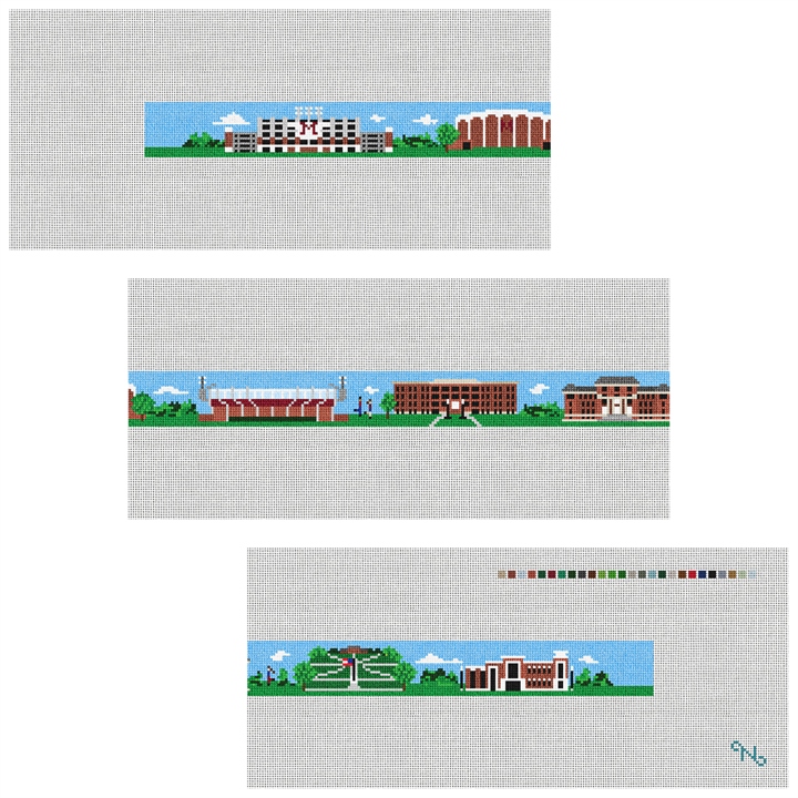 Starkville Mississippi Needlepoint Belt Kit Stitched Preview