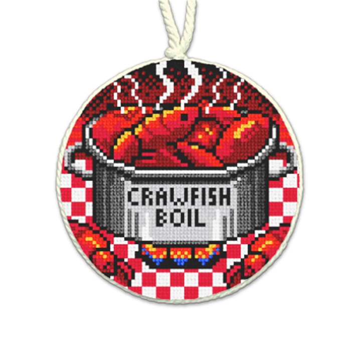 Steaming Crawfish Boil Needlepoint Ornament