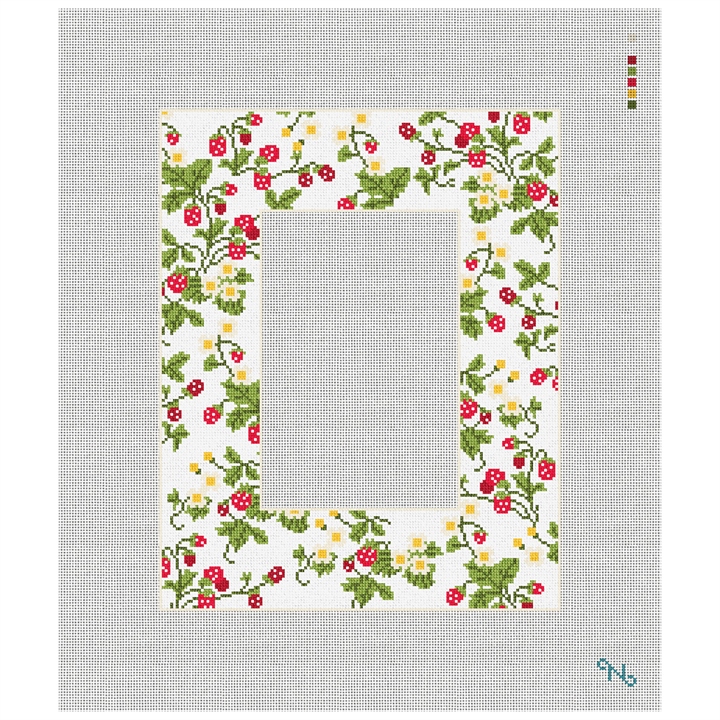 Strawberries Picture Frame Needlepoint Kit Stitched Preview