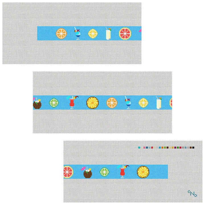 Summer Cocktail Needlepoint Belt Kit Stitched Preview