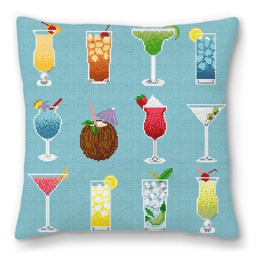 Summertime Cocktails Needlepoint Pillow