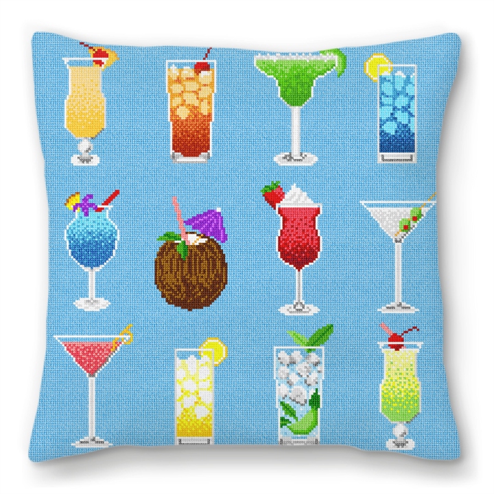 Summertime Cocktails Needlepoint Pillow